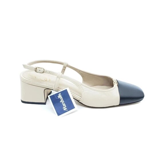 Sam Edelman Tarra Slingback Pumps Womens Beige Black Cap Toe Heels Size 11 - Picture 8 of 10